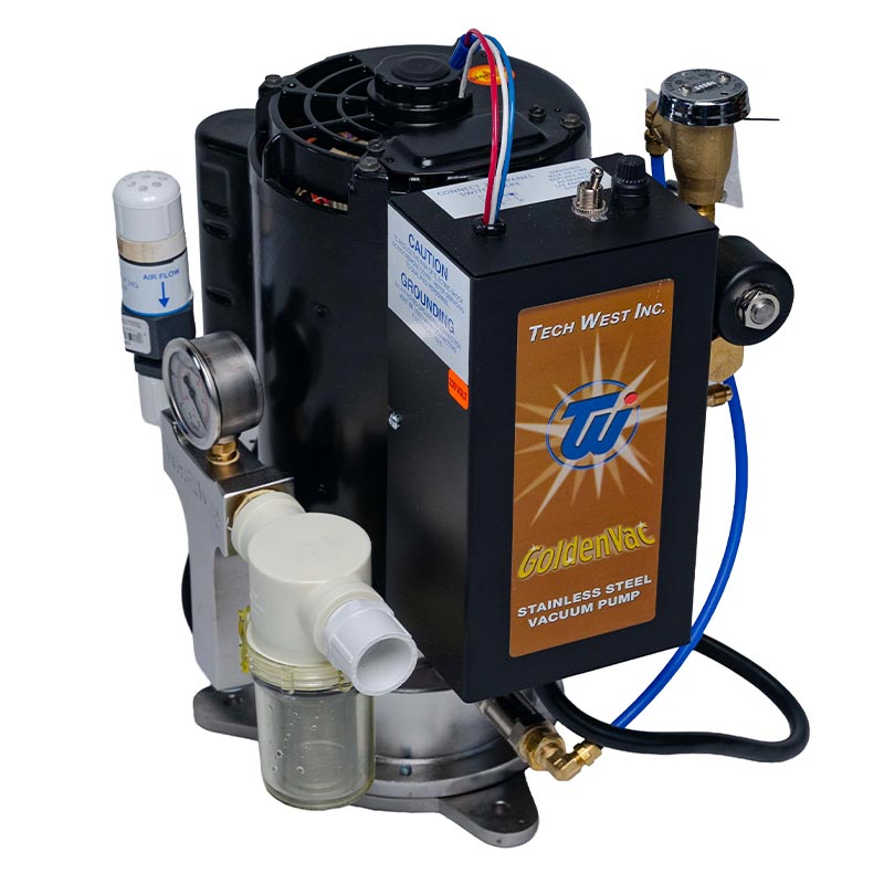 Tech West GoldenVac single pump stainless steel vacuum system