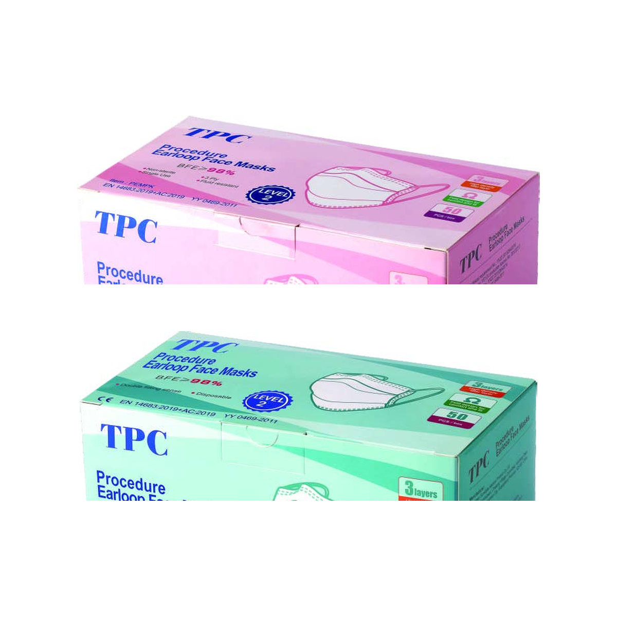 TPC Level 2 disposable ear-loop face masks